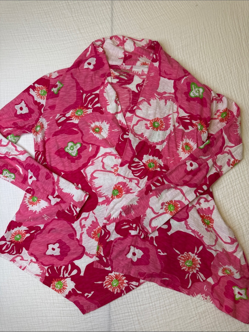 NWOT Lilly Pulitzer Pink & White Floral Print Cardigan